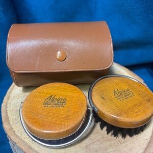 Alpine -Vintage Deluxe Travel Shoe Polishing Kit Leather Case